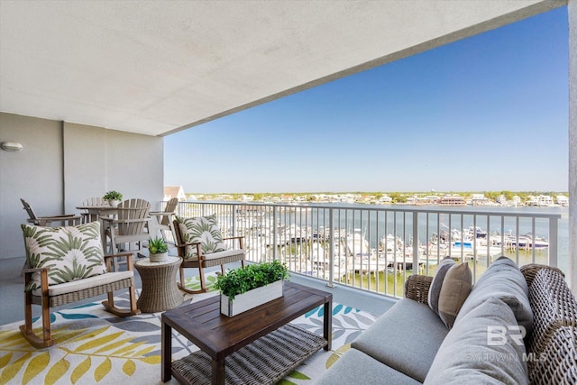 balcony with a water view