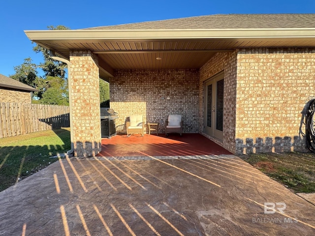 view of patio / terrace featuring french doors