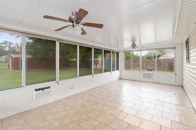 25779 Austin Rd, Daphne, AL 36526 - unfurnished sunroom featuring ceiling fan and an AC wall unit