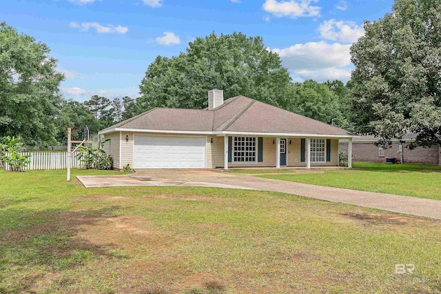 25779 Austin Rd, Daphne, AL 36526 - single story home with covered porch, a garage, concrete driveway, and a chimney