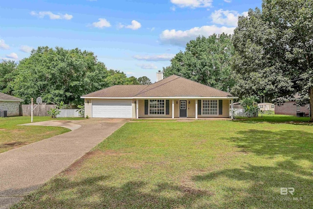 25779 Austin Rd, Daphne, AL 36526 - single story home featuring a garage, a porch, concrete driveway, and a chimney