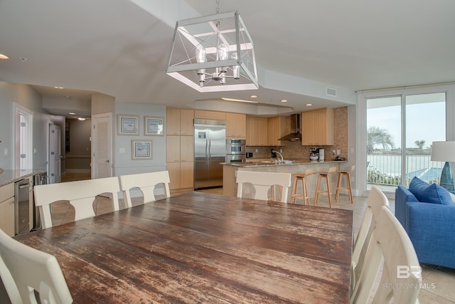 dining area featuring sink