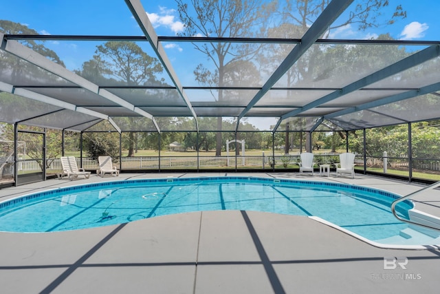 1352 W Fairway Dr, Gulf Shores, AL 36542 - view of swimming pool with a fenced in pool, glass enclosure, and a patio