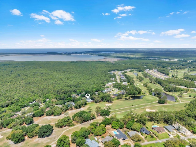 1352 W Fairway Dr, Gulf Shores, AL 36542 - birds eye view of property with a water view, golf course view, and a forest view