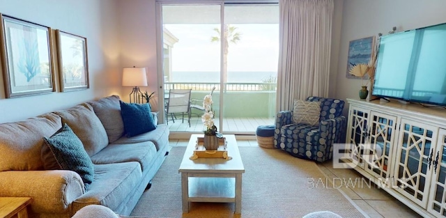 view of tiled living room