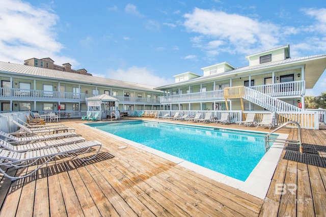 view of pool with a deck