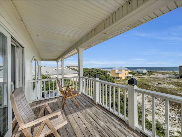 deck with a water view