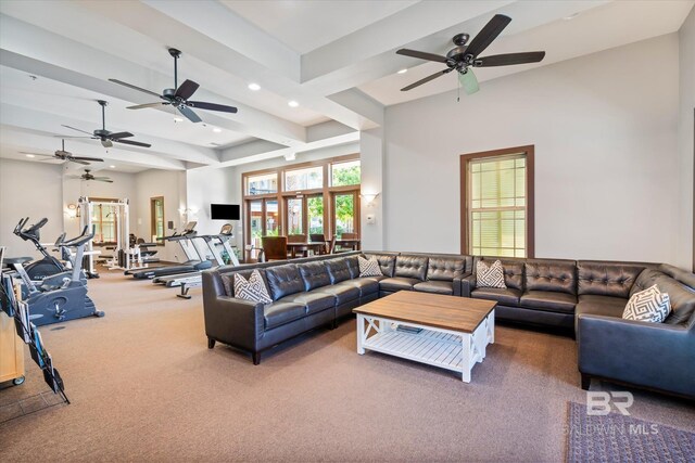 1430 Regency Rd Unit C103, Gulf Shores, AL 36542 - carpeted living room featuring recessed lighting and a ceiling fan
