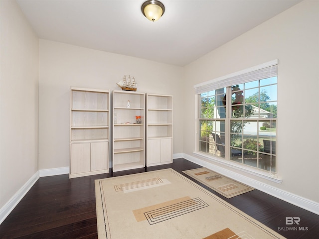 interior space with dark hardwood / wood-style floors