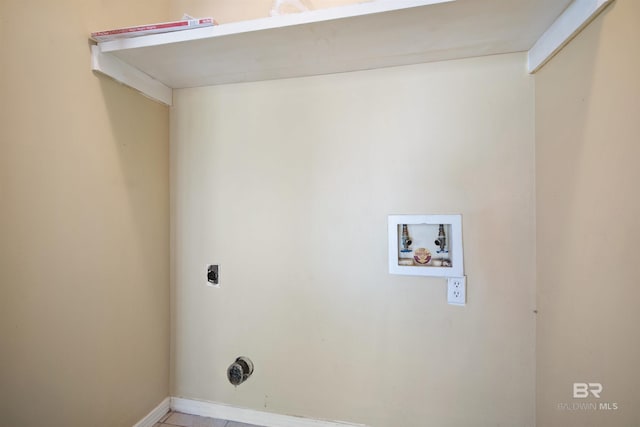 washroom with washer hookup and hookup for an electric dryer