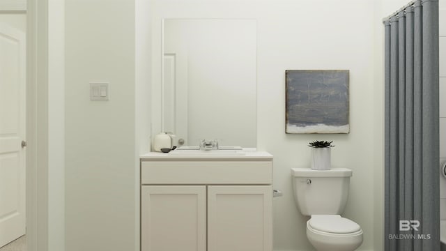 full bathroom with toilet and vanity