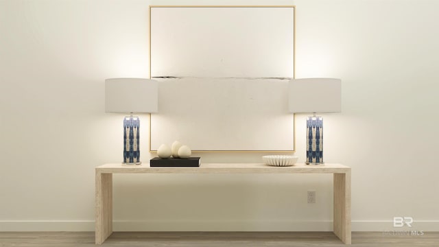 interior details with baseboards and wood finished floors