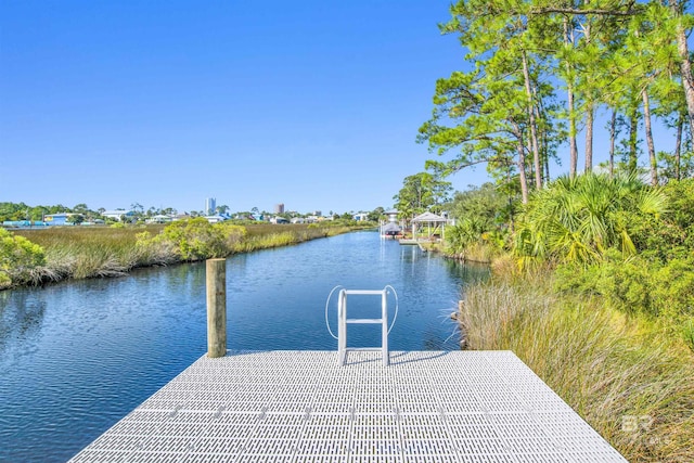 view of dock featuring a water view