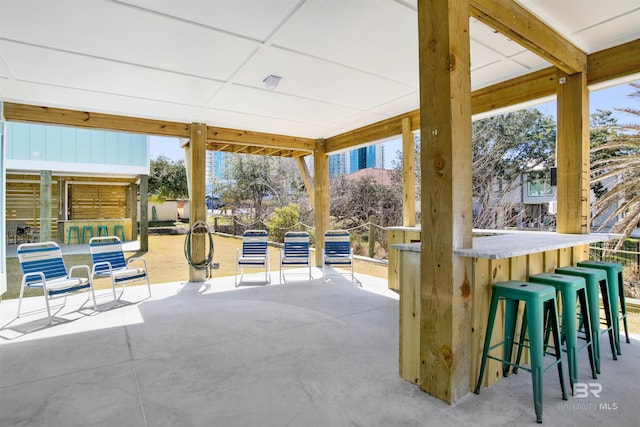 exterior space featuring a paneled ceiling and plenty of natural light