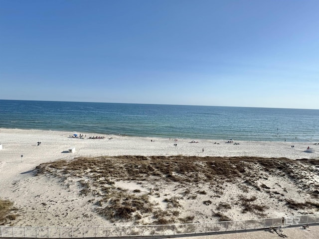 view of water feature with a view of the beach