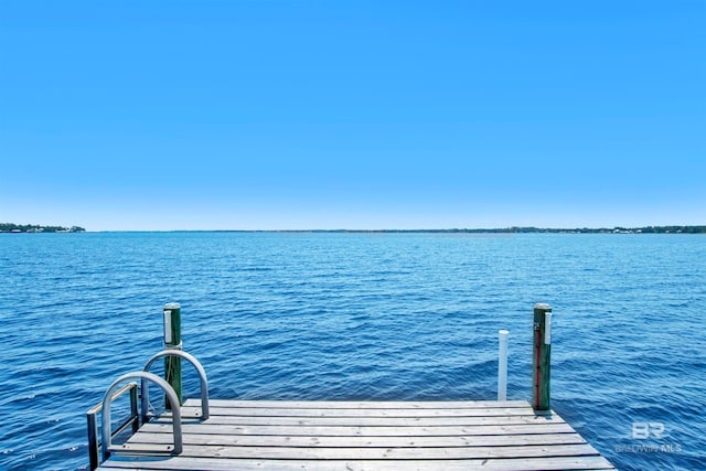 view of dock featuring a water view