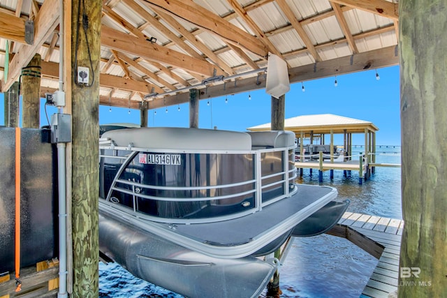 view of dock featuring a water view