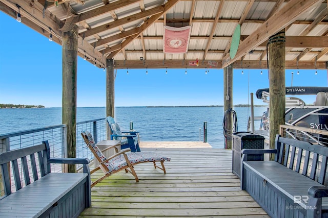 view of dock featuring a water view