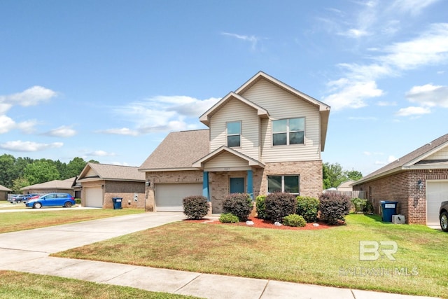 view of front of house featuring a garage and a front yard