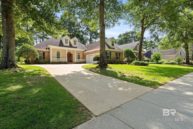 9529 Aspen Cir, Daphne, AL 36527 - traditional-style home with an attached garage, concrete driveway, a front lawn, and stone siding
