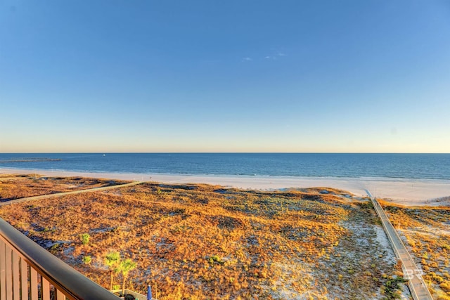 view of water feature with a view of the beach