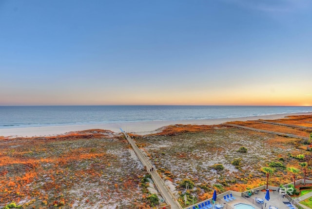 property view of water with a beach view