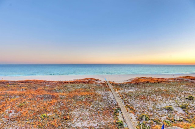 property view of water with a beach view