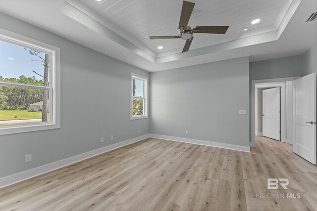 LOT9 Tall Timber Ln, Elberta, AL 36530 - unfurnished room featuring a tray ceiling, light wood finished floors, a ceiling fan, and recessed lighting