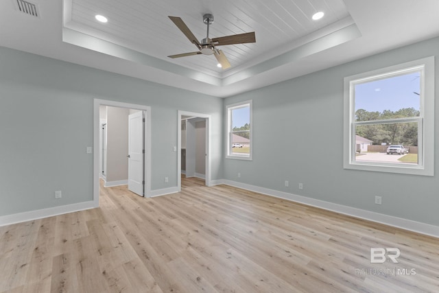 LOT9 Tall Timber Ln, Elberta, AL 36530 - unfurnished bedroom with a tray ceiling, light wood finished floors, recessed lighting, wood ceiling, and a spacious closet