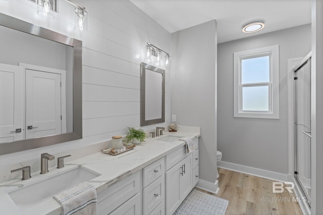 LOT9 Tall Timber Ln, Elberta, AL 36530 - full bathroom with double vanity, wood finished floors, and a shower stall