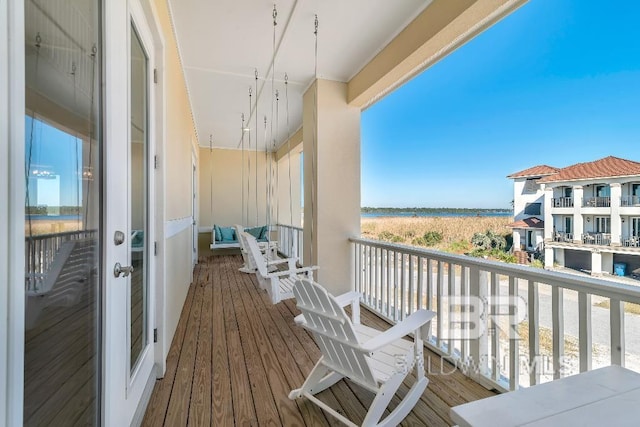 balcony with a water view
