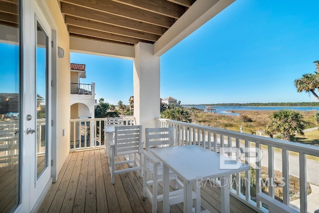 balcony with a water view
