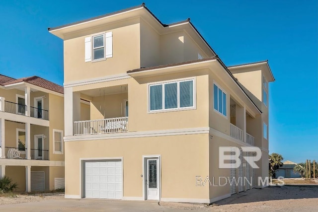 exterior space with a garage