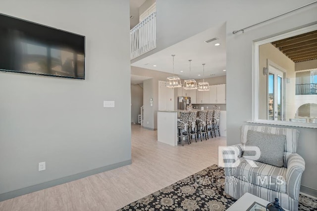 living room featuring light hardwood / wood-style floors