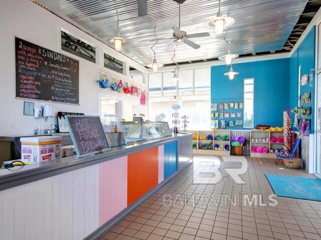 reception area featuring ceiling fan