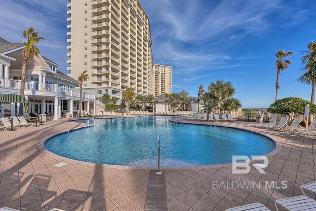 view of pool featuring a patio area