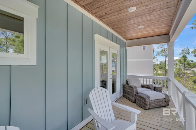 balcony featuring french doors