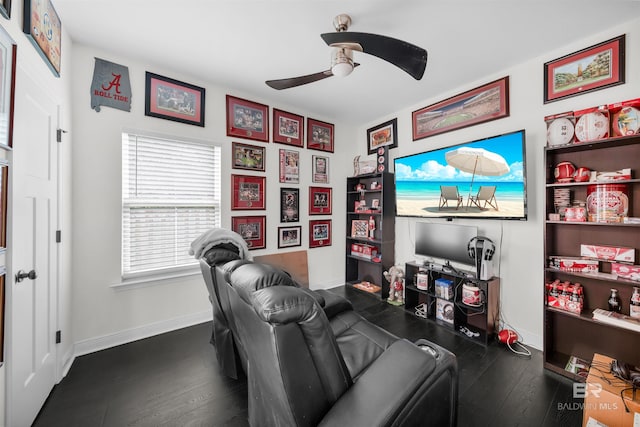 1246 Pembroke Way, Foley, AL 36535 - living room featuring ceiling fan and dark wood finished floors