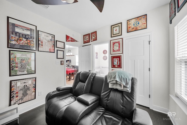 1246 Pembroke Way, Foley, AL 36535 - cinema room with dark wood-style floors and a ceiling fan