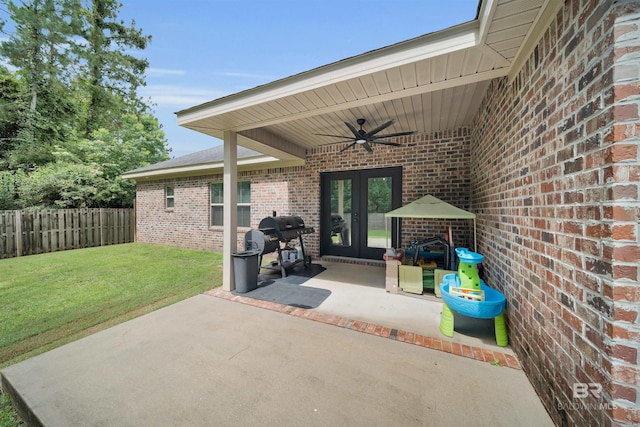 1246 Pembroke Way, Foley, AL 36535 - view of patio with french doors, ceiling fan, and area for grilling