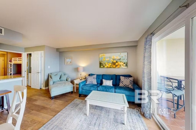 living room featuring wood-type flooring