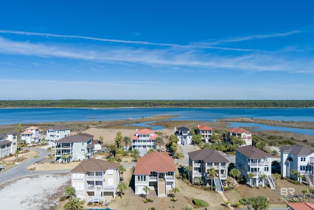 3214 Dolphin Dr, Gulf Shores, AL 36542 - aerial view featuring a water view and a residential view