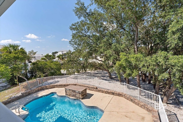 view of swimming pool with a patio area