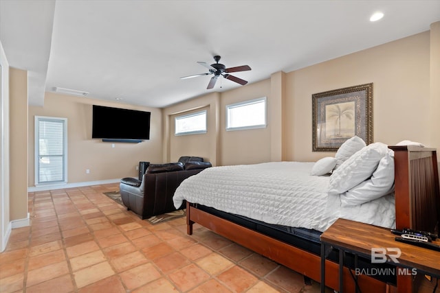 bedroom featuring ceiling fan