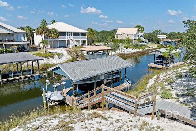 view of dock featuring a water view