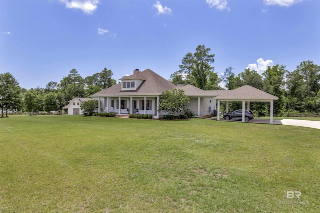 21151 Caveletti Cir, Fairhope, AL 36532 - view of front of property with a porch, a detached carport, and a front yard