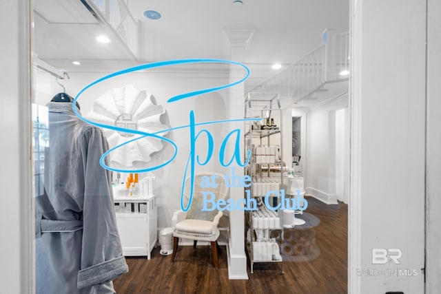 room details with recessed lighting and wood finished floors