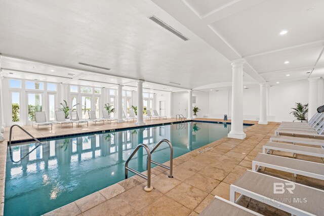 pool with decorative columns
