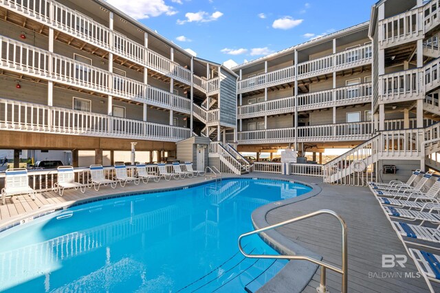 pool with a patio