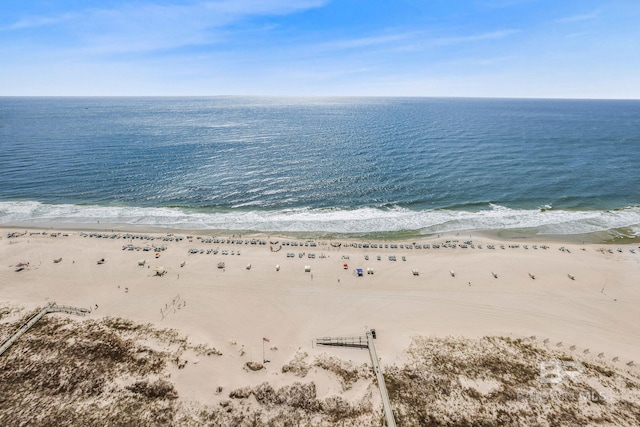 view of water feature with a view of the beach